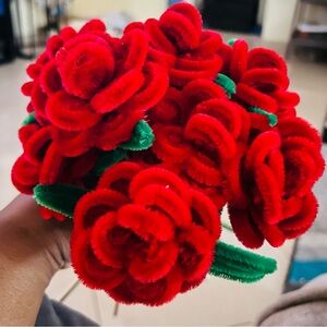Red and Green Pipe Cleaner Roses